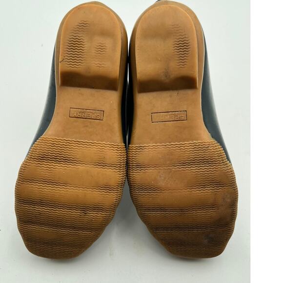 Sperry Saltwater Duck Boots Womens Size 7 Brown Leather Navy Rubber STS91175 - Picture 4 of 14